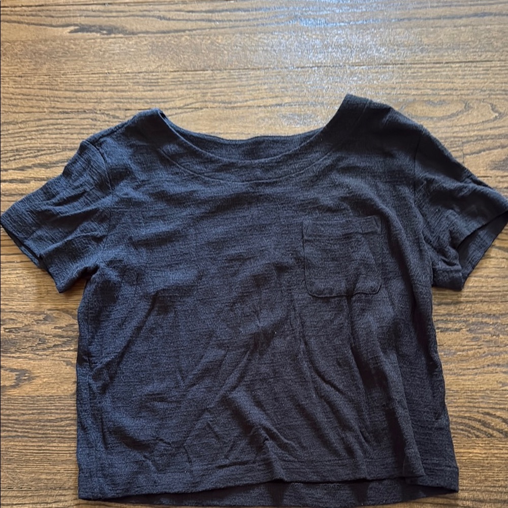 GAP Gray Crop Relaxed Short Sleeve Tee